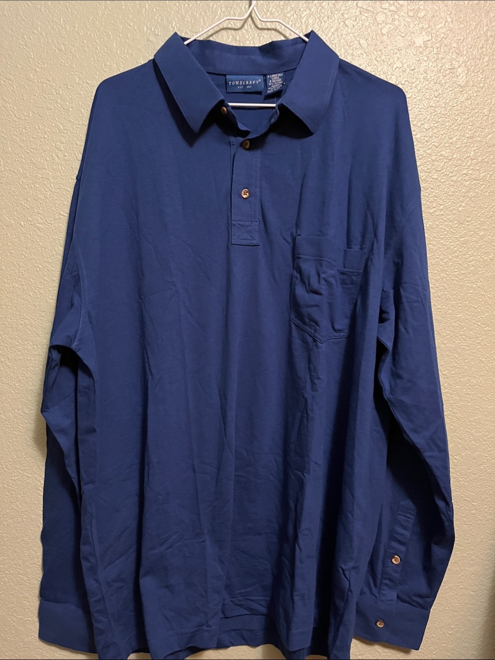 NWT Towncraft Long-Sleeve Polo Shirt Size XL Tall